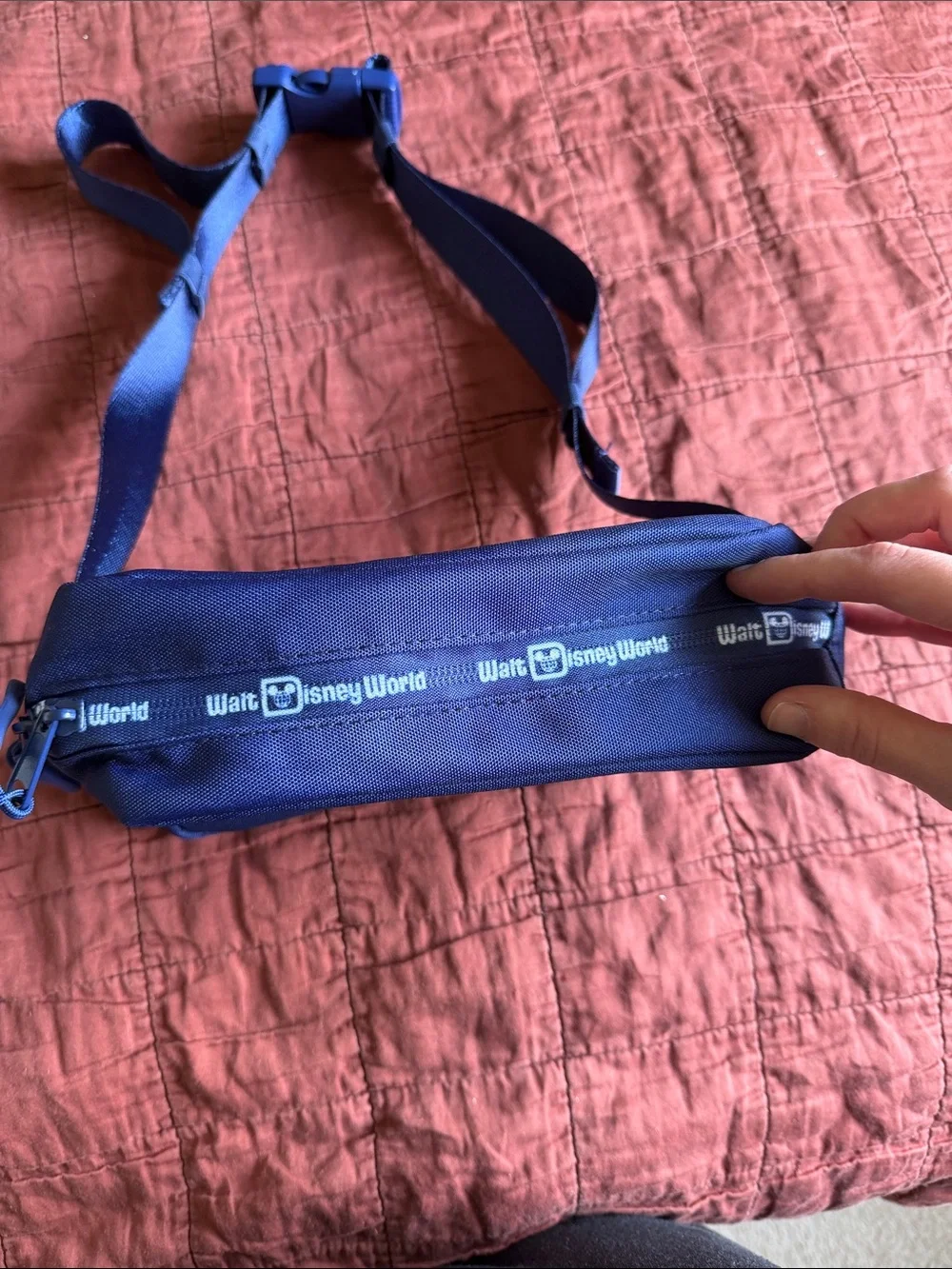 Disney Navy Crossbody Bag with Sorcerer Mickey and Pink Space Swirl